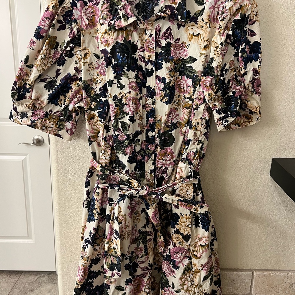 Who What Wear Black and Pink Puff Sleeve Sundress